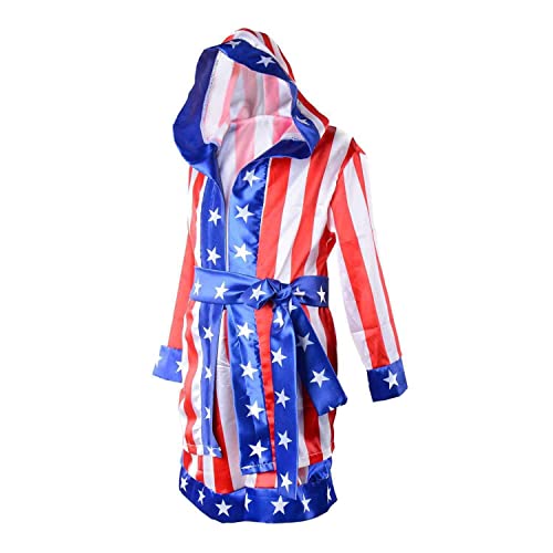 shiyimaogx Kids Boxing Costume, Satin Hooded US Flag Robe with Shorts, Medium by shiyimaogx - Used condition - Image 4