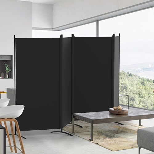 Kokorona 4 Panel Room Divider, 6FT Tall Folding Privacy Screen Wall Dividers, Portable Privacy Screen Freestanding Room Divider for Room Separation, Included - Cover Strips, Black, 136''W x 71''H by Kokorona - Image 7