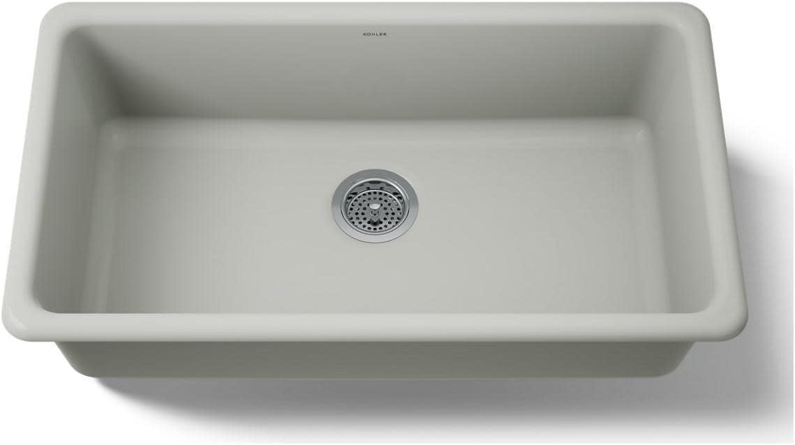 KOHLER Iron/Tones® 33 Inch Top-/Undermount Kitchen Sink, Single Bowl Kitchen Sinks, K-5707-95, Ice Grey
