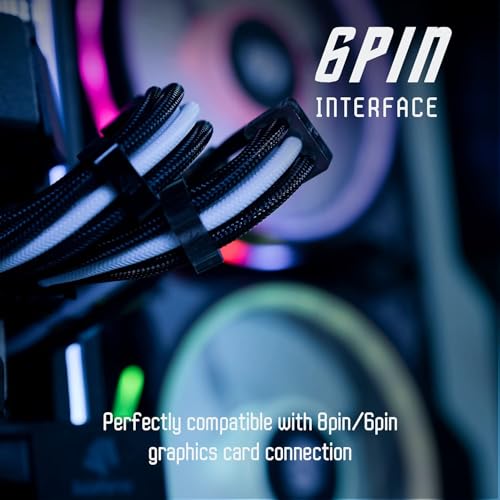 Image of AsiaHorse Upgraded 16AWG PSU Cable Extension Sleeved Custom Mod GPU PC Power Supply Soft Braided Cables with Two Color Comb Kit 24P /8P to 6+2P /8P to 4+4P 30CM