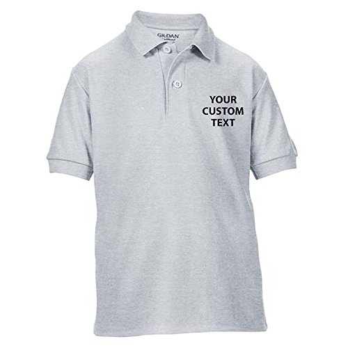 Image of Stars and Stripes Custom Sport-Grey Personalised Kids DryBlend Double Pique Polo Shirt, Custom Kids DryBlend Double Pique Polo Shirt X Large GD44B Plus Gift Box