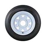 5.30-12 Heavy Duty Trailer Tires with White Steel Rims 2-Pack, 6 Ply Load Range C, 4 Lug Bias Trailer Wheel, All-Weather Pre-Mounted Tire for Utility Boat Camper Cargo Trailers