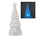 BANBERRY DESIGNS White Frosted Christmas Tree - LED Lighted Table Top Tree with Iridescent Glitter -