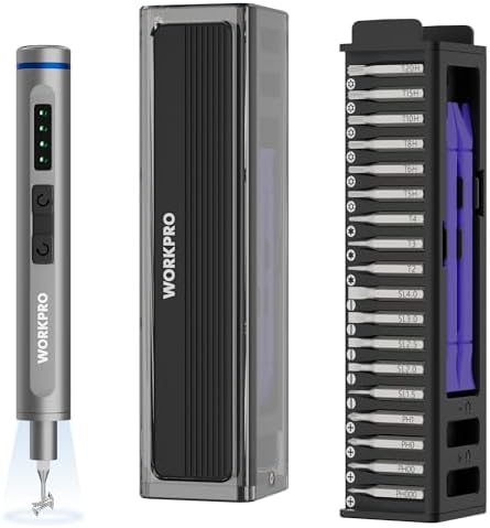 WORKPRO 42-in-1 Precision Electric Screwdriver Set — Mini Cordless USB-C Rechargeable Screwdriver with 36 S2 Magnetic Bits, LED Light, Aluminum Handle, Portable Repair Kit for Laptop & Electronics