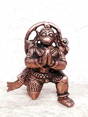 Image of Copper Idols, 1.5 inches, Copper Handmade Hanuman, 48 Grams, Patina Antique Finish, Pack of 1 Piece