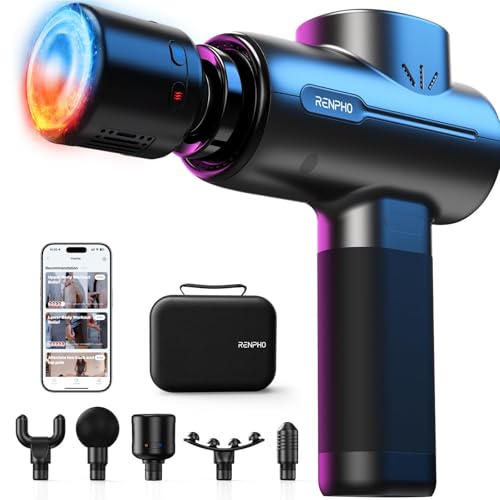 RENPHO Massage Gun with Heat and Cold, Portable Percussion Muscle Deep Tissue Massager with Bluetooth, Carry Case, Gifts for Men Women, Active+ Thermacool