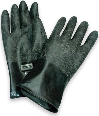 Honeywell B161/8 North 16 Mil Unsupported Butyl Glove with Smooth Finish and Beaded Cuff 11", Size 8