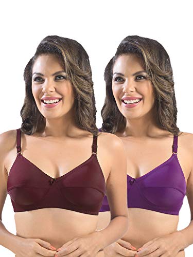 Image of SONARI Womens Cotton Everyday Bra | Non Padded, Wire Free, Comfortable Bra with Seamed Cups | Medium Coverage, Hook and Eye Closure for Everyday Wear | Adjustable Strap for a Customized Fit - Loreal