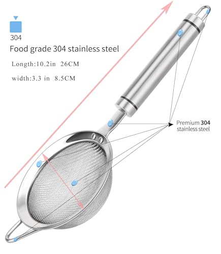 Sunwukin SN-021-0001 304 Stainless Steel Fine Mesh Strainers For Kitchen, Colander-Skimmer With Handle, Sieve Sifters For Food thumb #1