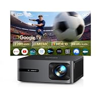 Proiettore 4K【Google TV 14.0/MEMC/2200 ANSI/44W Dolby】Proiettore 4K Smart TV 2+32GB Videoproiettore AutoFocus 6DKeystone Wimius Projector Controllo Vocale HDR10 Bluetooth WiFi per Home Cinema/Esterno