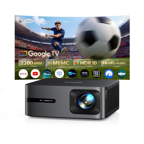 Proiettore 4K【Google TV 14.0/MEMC/2200 ANSI/44W Dolby】Proiettore 4K Smart TV 2+32GB