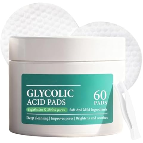 60PCS Glycolic Acid & Salicylic Acid Exfoliating Face Pads - Exfoliating Pads for Smooth & Radiant Skin - Pore Cleansing & Hydrating Toner Pad Cover