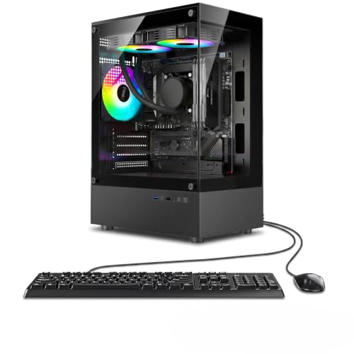 ALNERUZL Gaming PC Desktop Computer, i7-6700T 16GB RAM 512GB SSD, Prebuilt Tower PC with Integrated Graphics, RGB Cooling Fans for Home Office, Student, Photo Editing(Black)