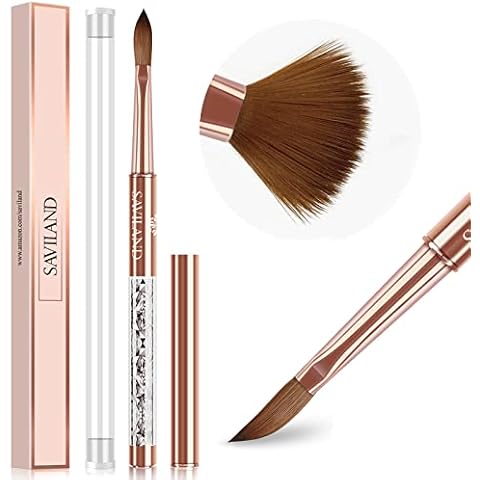 Saviland Acrylic Nail Brush (Size 8) - Kolinsky Acrylic Brush for Acrylic Powder, Gold Handle Acrylic Brush for Acrylic Nails, Acrylic Brush for Nails, Nail Acrylic Brush for Beginner and Professional Cover