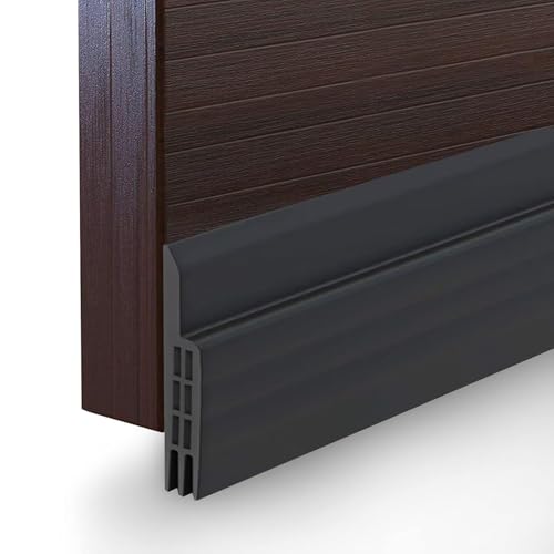 Image of Door Bottom Seal Strip Adhesive Silicone Gap Cover Strip Flexible Bottom Sealing Strip with Hollow Channel Design Roll for Door Edge Installation (Black, 3 Meter)