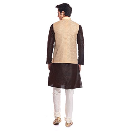 Pijama kurta de seda marrón con chaqueta Talla 40 para hombre 4