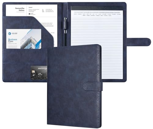 Image of Mymazn Padfolio, Portfolio Folder, Legal Pad Holder, Letter-Size Notepad | Faux Leather Binder, Document Organizer, Business Card Holder for Professional Resume & Interview, Men & Women