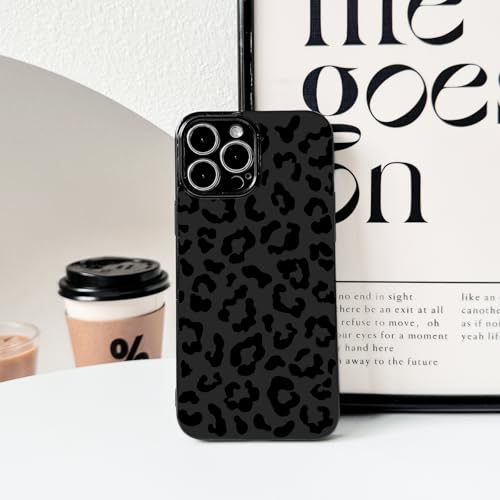 NITITOP Compatible with iPhone 15 Pro Max Case Aesthetic Cute Leopard Print Pattern for Women Girls Men Trendy Slim Fit TPU Bumper Silicone Shockproof Full Camera Protection Cover - Black by NITITOP - Image 7