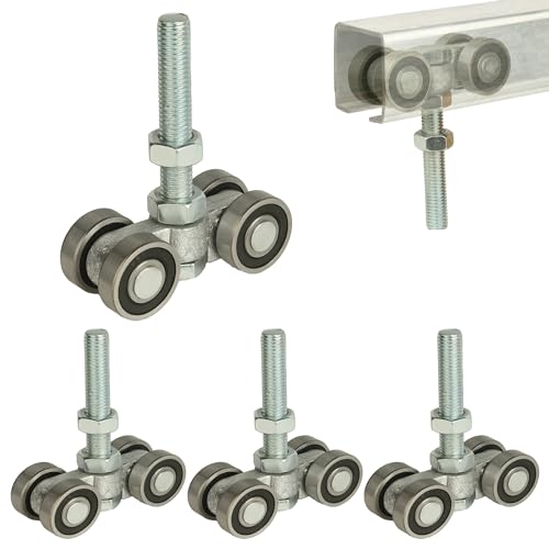BIAXJUNY 4 Wheel Trolley Assembly Roller Trolley Silent M12 Bolt for use with 1-5/8