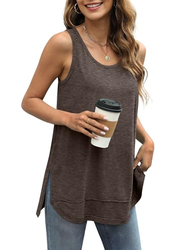 WIHOLL Tank Tops for Women 2025 Casual Flowy Tanks Fashion Workout Maternity Clothes Brown M
