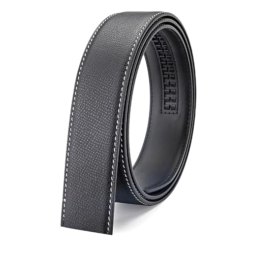 Vatee's Men Ratchet Belt Replacement Strap 1 3/8”(35mm) Wide Genuine Leather Dress Belt for Slide Click Buckle