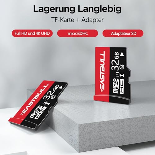 Micro SD Speicherkarten 32GB, microSDHC-Speicherkarte + SD-Adapter, Smartphones, Desktop-Computer und Drohnen, U1 C10 V10, Full HD und 4K UHD, TF-Karte 3er-Pack + 2 Adapter