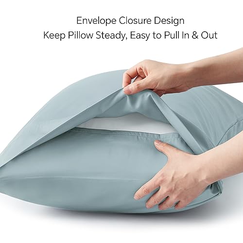 Image of BEDELITE King Pillow Cases Set of 2, Rayon Derived from Bamboo, Haze Blue