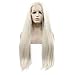 Produktbild 61 cm 60 # Platinum Blonde Yaki gerade synthetische Lace Front Perücken gratis, 180% Dichte natur Hälfte Hand auf Hitzebeständige Kunstfaser Haar für Frau