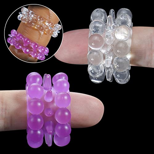 Tsukitoy ペニスリング イボ付き コックリング ペニス シリコン 男性用ｓｍペニス拘束器 着脱やすいあだるとぐっず 日常着可こっくりんぐ -透明+紫-2点セット - 画像3