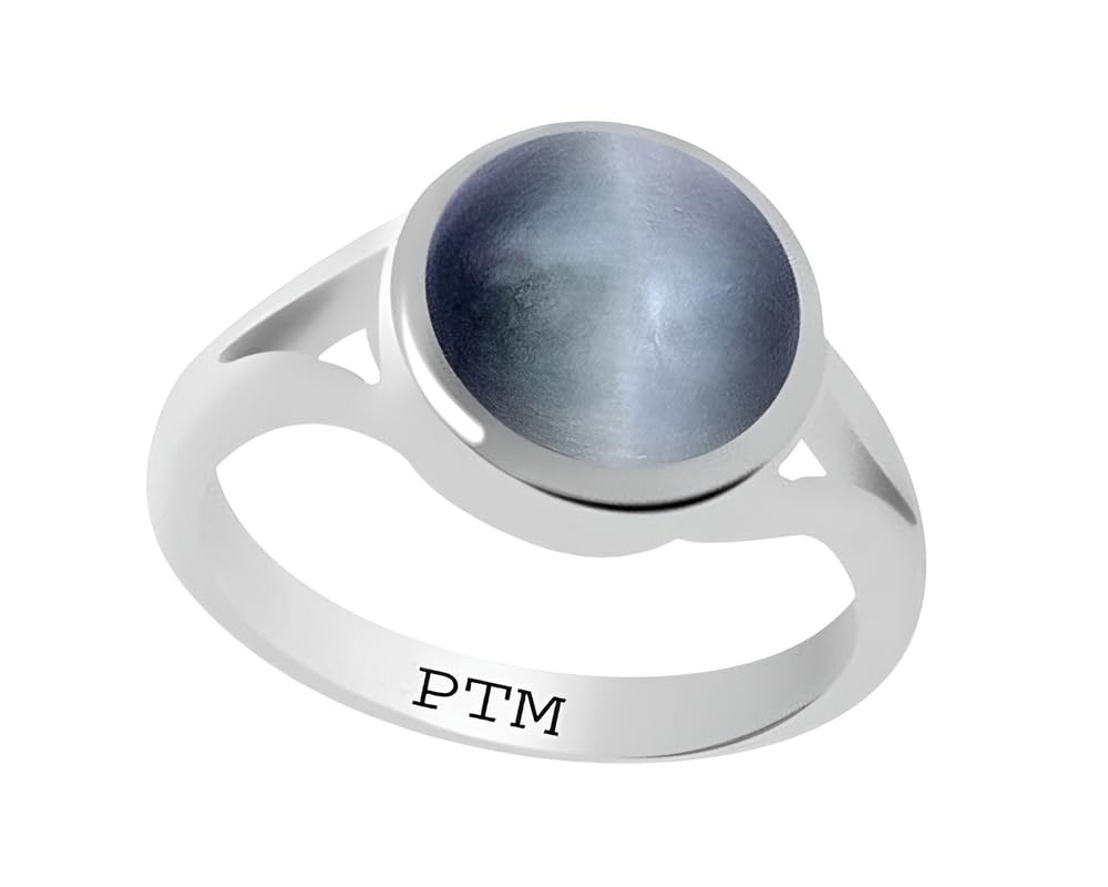 PTM 925 Sterling Silver Cats Eye/Lehsuniya 3.25 to 10.25 Ratti or 3.00 to 9.50 Carat Astrological Gemstone Bis Hallmark Ring for Men & Women