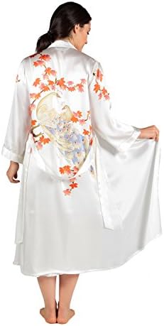 TexereSilk Women's Silk Nightgown Robe Set - Lux Sleep Set (Royal Peacocks)
