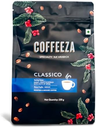 COFFEEZA Classico Whole Beans Packet | 100% Arabica Speciality Grade With Medium Roast Whole Bean Coffee - 250 Gram