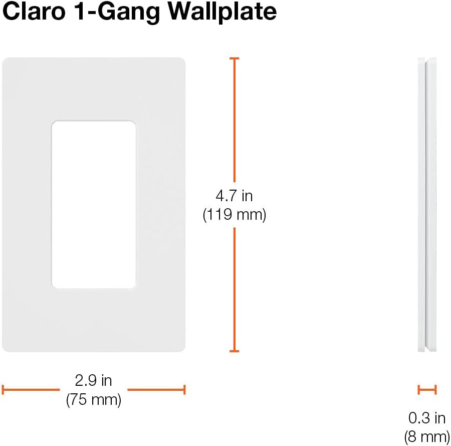 Lutron Claro 1 Gang Decorator/Rocker Wallplate, Gloss, Black (1-Pack) | CW-1-BL (Pack of 2)