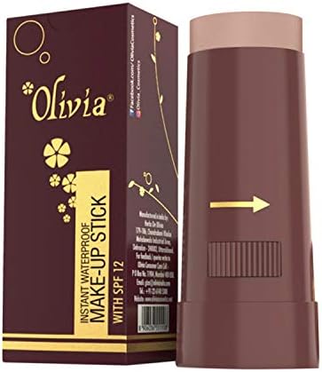 Olivia Instant Waterproof Makeup Stick with SPF 12-08 Egyptian Light | 3-in-1 Foundation, Concealer & Moisturizer | Sweatproof, Long-Lasting Base Makeup | Evens Skin Tone & Hides Blemishes