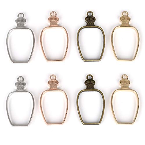 LANBEIDE Frame Pendants Bezel Charms Open Back Blanks Stars Bezel Hollow Mold Pressed Flower for Jewelry Resin Earring Necklace 20 PCS, Vase