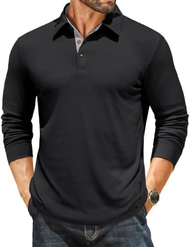 COOFANDY Poloshirt Herren Langarm Casual Leichtes Langarmshirts | Männer Long Sleeve Poloshirt,Hochwertige Stoffe,Freizeit,Business,Golf Polo