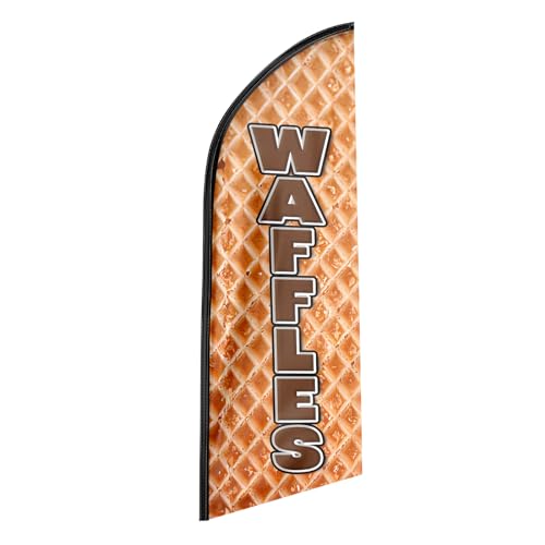 QSUM Waffles Themed Feather Flag, 8FT Advertising Swooper Flag, Polyester Vivid Color and Fade Proof Waffles Signs for Businesses (Flagpole Not Included) -  QSUM-240124-54