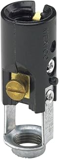 Leviton Candelabra Base, One-Piece, Keyless, Incandescent, Phenolic Lampholder, Hickey Mount, Single Circuit, Back Wired, 10025, Black