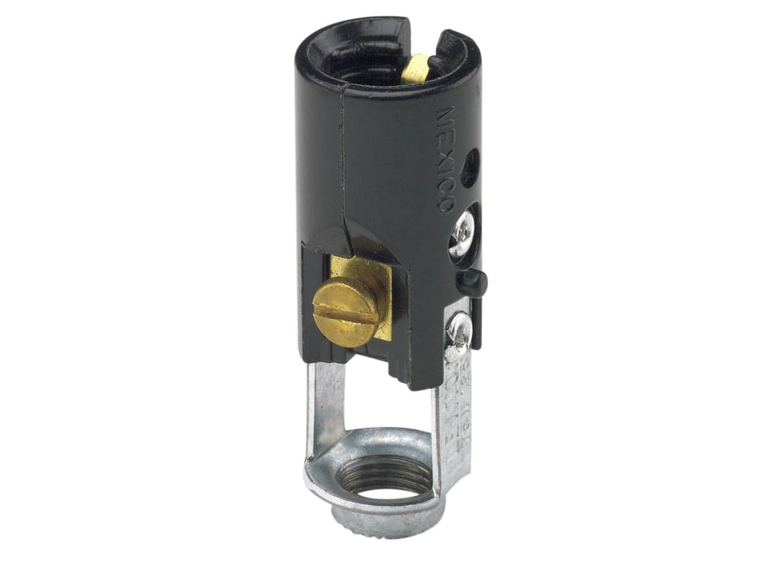 Base de candelabro, una pieza, sin llave, incandescente, portalámparas fenólico, montaje Hickey, circuito único, cableado posterior, 10025, negro