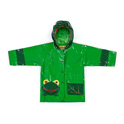 Green Frog PU All-Weather Raincoat for Boys With Fun Frog Mouth Pocket