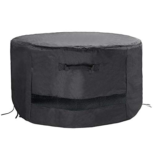 GFTIME Fire Pit Cover, Waterproof 600D Heavy Duty Round Patio Firepit Bowl Cover with Weather Resistant, Outdoor Garden Patio Heater Cover, Black (50 Inch/127CM, Round)
