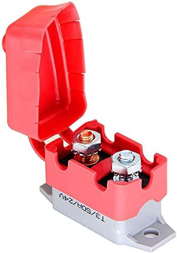 ANCLLO 50A Automatic Reset Circuit Breakers 12V/24V DC Short Stop Circuit Breakers with Cover and Screws for Car Marine Truck RV Buse Mower Motorbike Boat Battery Charger