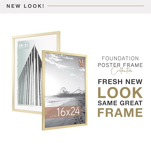 MCS Foundation 16x24 Poster Frame Traditional Brass, Vertical & Horizontal Wall Hanging Large Picture Frame for Photos, Posters & Art Prints (1-Pack) by MCS - Image 3