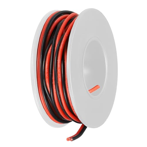 TA-VIGOR - TA-VIGOR 24AWG Silicone Wire, 2 Conductor Parallel Electrical Cable, Red and Black Stranded Tinned Copper, Flexible High Temp Automotive Wire 3m/10ft for Model Railway, LED, Internal Wiring