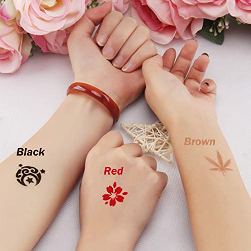 Comdoit Temporary Tattoos Kit, Semi Permanent Tattoos Jagua Gel Freehand Ink Diy Tattoos Fake Freckles 42 Pcs Tattoos Stencils Temp Tattoos For Women Kids Men Body Art Markers (4 Bottles) #TOP5