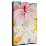 Georgia O'Keeffe Hibiscus with Plumeria Flower Poster Picture HD Canvas Print Famous Artwork Beautiful Home Decor Holiday Bedroom Gift Wall Art Decor (24x36inch-UnFramed)