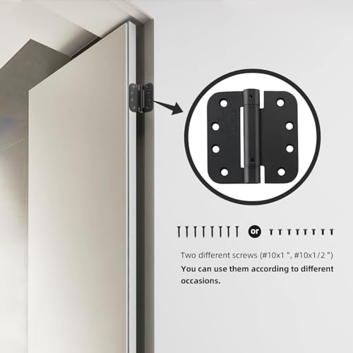 4 Inch Self Closing Door Hinges, 5/8 Inch Radius, Matte Black, 2 Pack by HOME MASTER HARDWARE - Used condition - Image 6