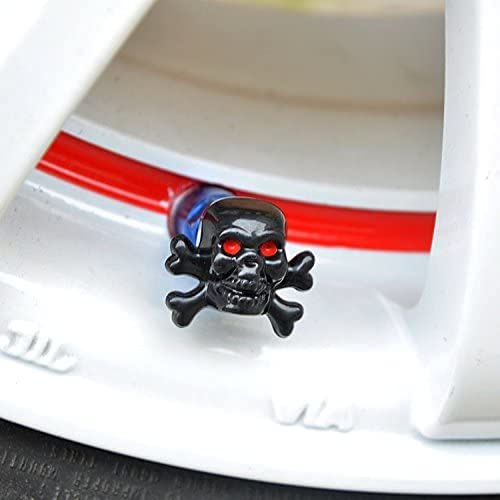 4X Skull/Bones Black Tire Wheel Valve Stem Air Caps Metal Covers Car/Motorcycle #TOP6