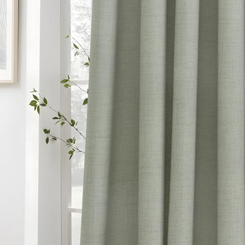 MRTREES 1 Stück Vorhang Leinen mit Ösen Halbtransparent Salbeigrün für Große Fenster Wohnzimmer Schlafzimmer Kinderzimmer 225 cm Lang… – Ansicht 4