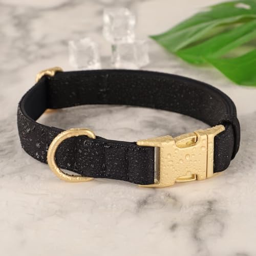 Didog Hundehalsband aus Nylon, weich gepolstert, strapazierfähiges Hundehalsband mit Schnellverschluss-Metallschnalle, leichtes und atmungsaktives Hunde Halsband für große, mittelgroße,Schwarz,L